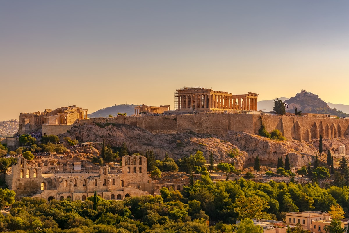L'Acropole d'Athènes et le Parthénon à l'heure dorée