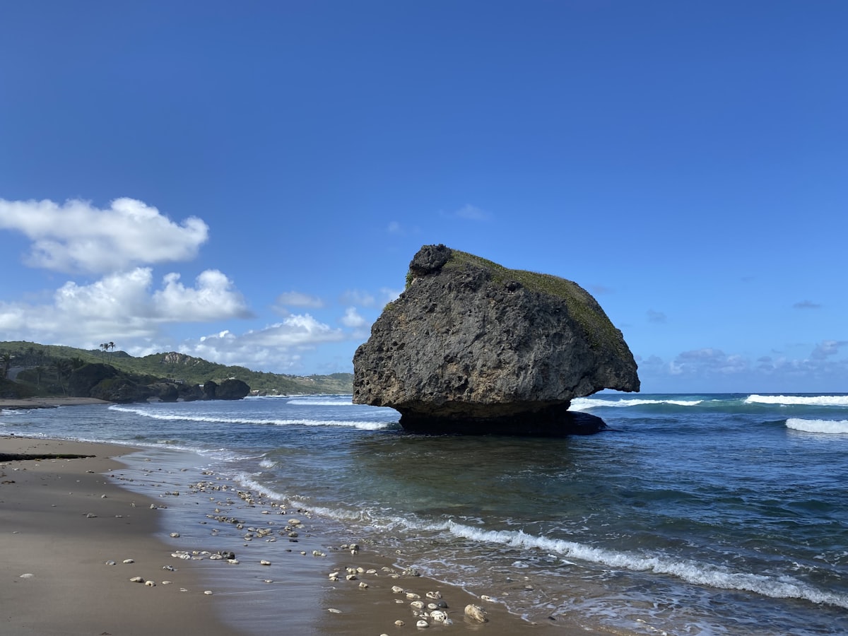 Le rocher champignon de Bathsheba sur la côte est de la Barbade
